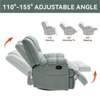 Blue / Green / Beige Oversized Swivel Rocking Recliner – Single Seat, Fabric Upholstery