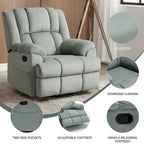 Blue / Green / Beige Oversized Swivel Rocking Recliner – Single Seat, Fabric Upholstery