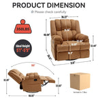 Blue / Green / Beige Oversized Swivel Rocking Recliner – Single Seat, Fabric Upholstery