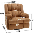 Blue / Green / Beige Oversized Swivel Rocking Recliner – Single Seat, Fabric Upholstery