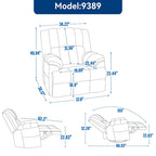 Blue / Green / Beige Oversized Swivel Rocking Recliner – Single Seat, Fabric Upholstery