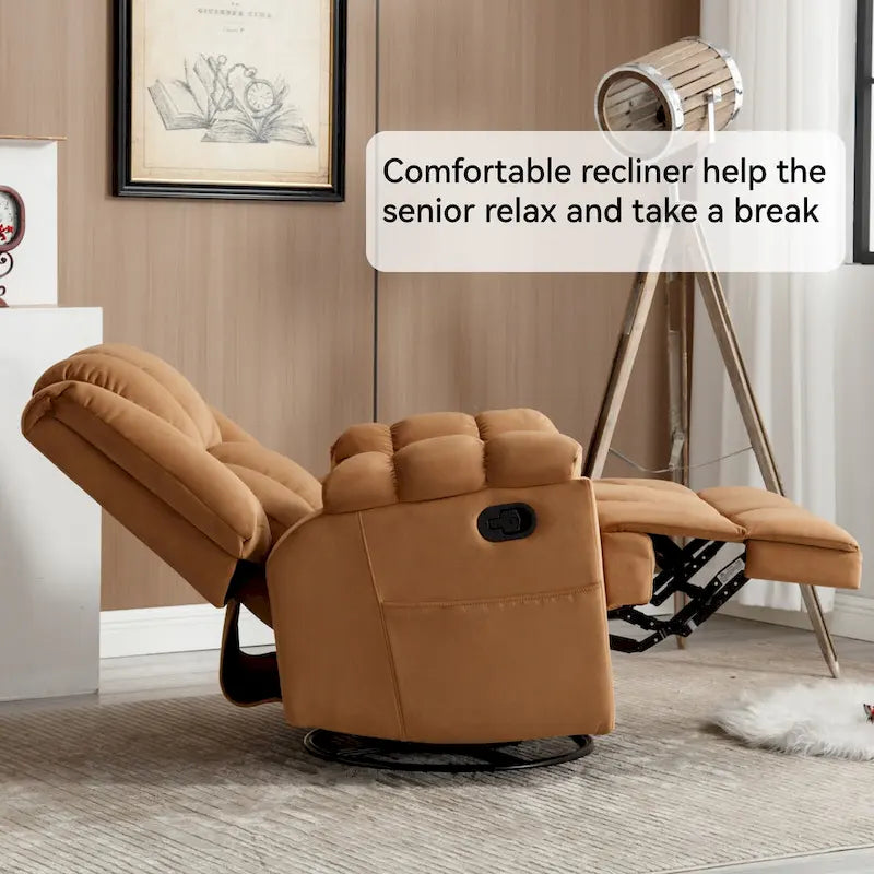 Blue / Green / Beige Oversized Swivel Rocking Recliner – Single Seat, Fabric Upholstery