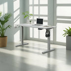 55" Electric Height-Adjustable Sit-Stand Desk, White, 1-Person