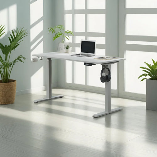 Escritorio Elevable Eléctrico de 55" de Altura Ajustable, Blanco, 1 Persona