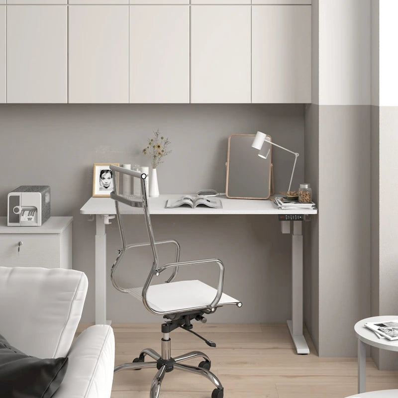 55" Electric Height-Adjustable Sit-Stand Desk, White, 1-Person