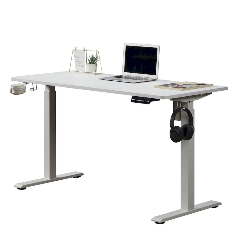 55" Electric Height-Adjustable Sit-Stand Desk, White, 1-Person