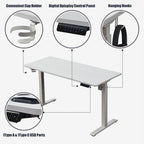 55" Electric Height-Adjustable Sit-Stand Desk, White, 1-Person