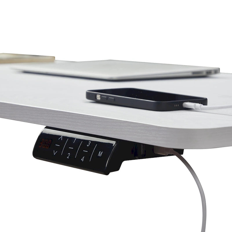 55" Electric Height-Adjustable Sit-Stand Desk, White, 1-Person