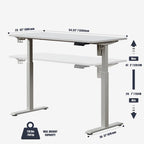 55" Electric Height-Adjustable Sit-Stand Desk, White, 1-Person