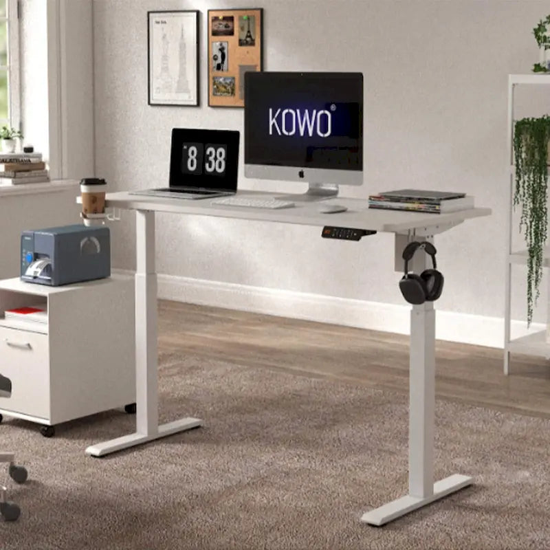 55" Electric Height-Adjustable Sit-Stand Desk, White, 1-Person