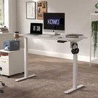55" Electric Height-Adjustable Sit-Stand Desk, White, 1-Person