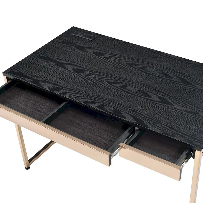 48" Computer Desk with Drawers & Charging Ports – Black / White, 1-Person