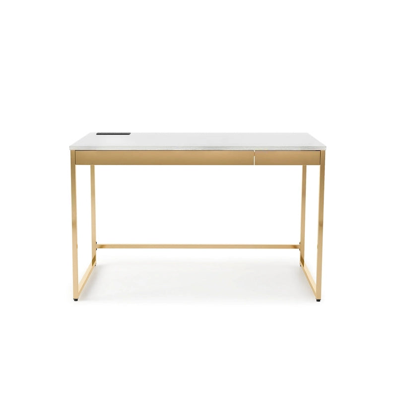 48" Computer Desk with Drawers & Charging Ports – Black / White, 1-Person