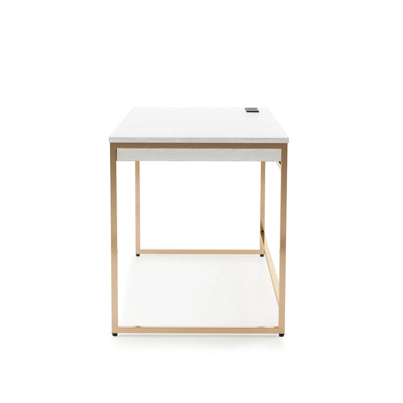48" Computer Desk with Drawers & Charging Ports – Black / White, 1-Person