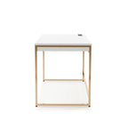 48" Computer Desk with Drawers & Charging Ports – Black / White, 1-Person