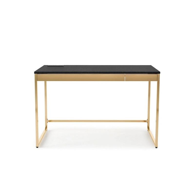 48" Computer Desk with Drawers & Charging Ports – Black / White, 1-Person