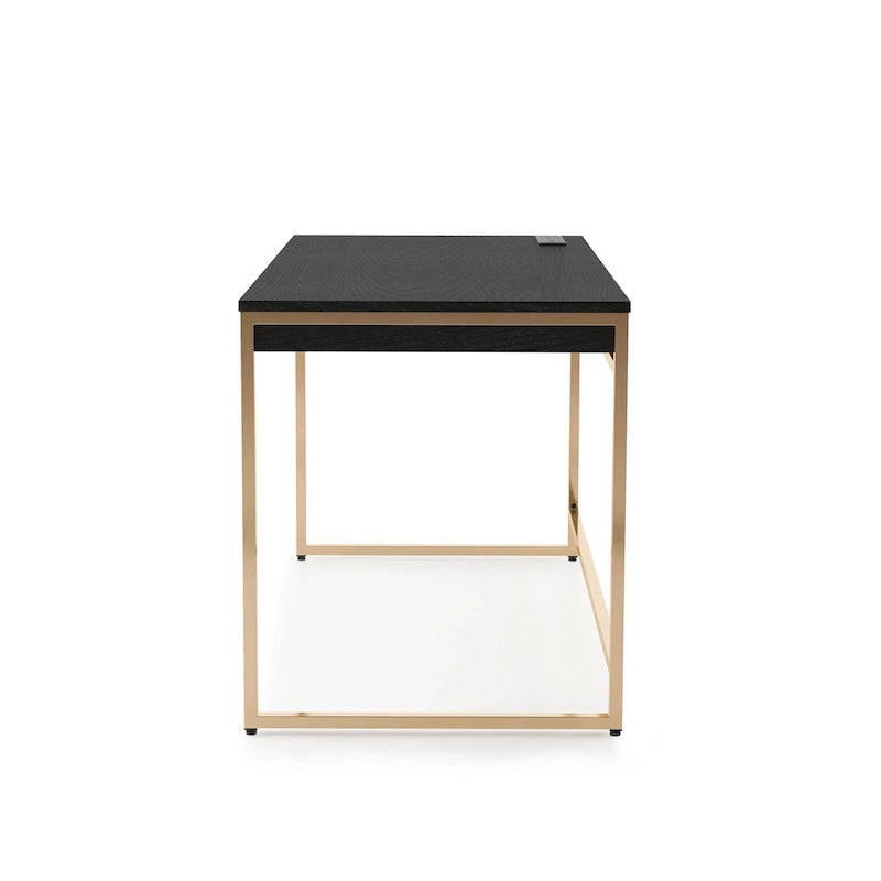 48" Computer Desk with Drawers & Charging Ports – Black / White, 1-Person
