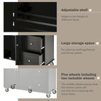 Black Rolling Kitchen Island with Drop-Leaf Bar, Drawers & Storage – For 2