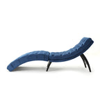 Tufted Velvet Chaise Lounge, Single Seat, Dark Brown Legs