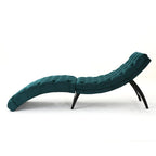 Tufted Velvet Chaise Lounge, Single Seat, Dark Brown Legs