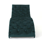 Tufted Velvet Chaise Lounge, Single Seat, Dark Brown Legs