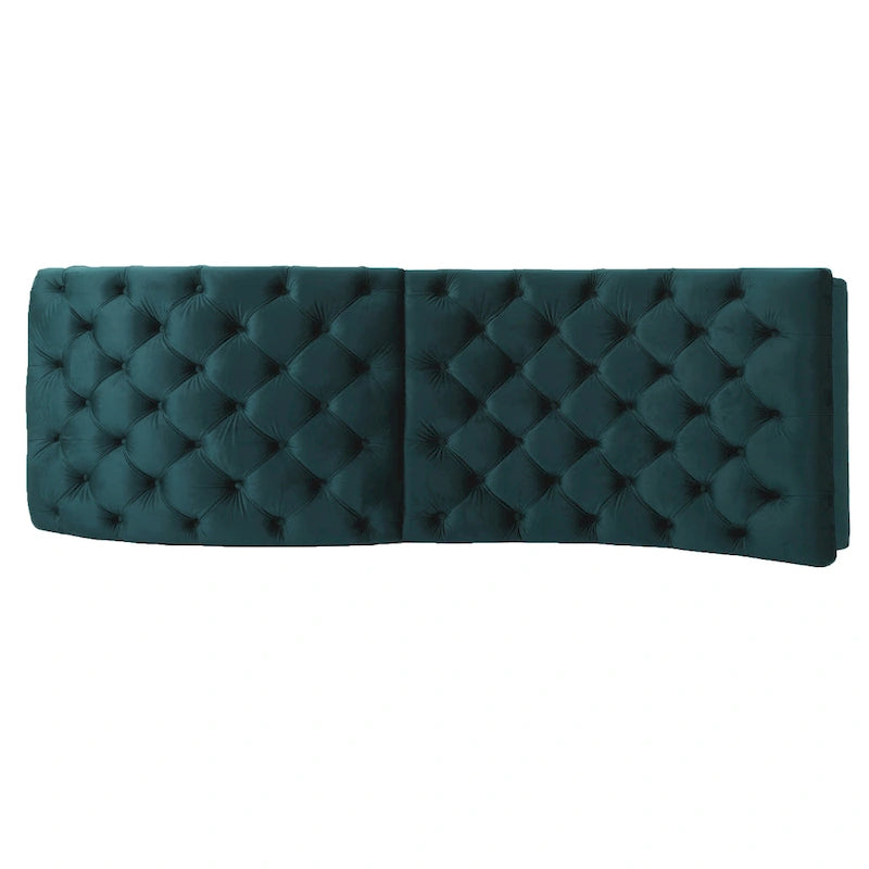 Tufted Velvet Chaise Lounge, Single Seat, Dark Brown Legs