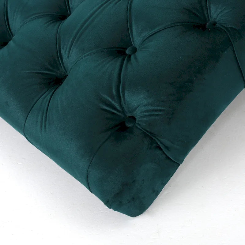 Tufted Velvet Chaise Lounge, Single Seat, Dark Brown Legs