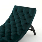 Tufted Velvet Chaise Lounge, Single Seat, Dark Brown Legs