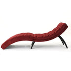 Tufted Velvet Chaise Lounge, Single Seat, Dark Brown Legs