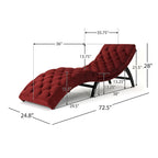 Tufted Velvet Chaise Lounge, Single Seat, Dark Brown Legs