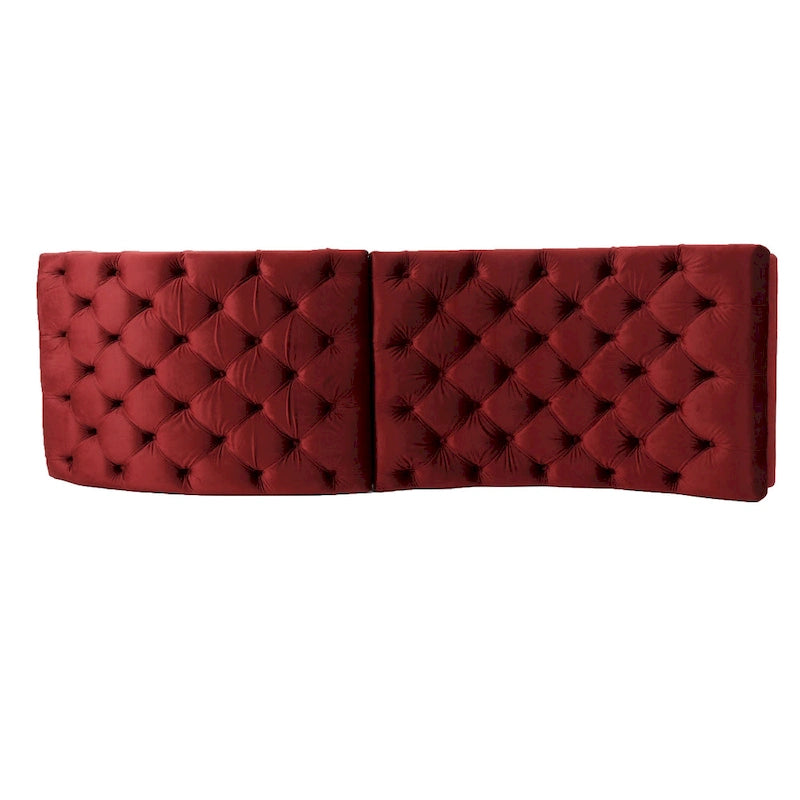 Tufted Velvet Chaise Lounge, Single Seat, Dark Brown Legs