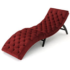 Tufted Velvet Chaise Lounge, Single Seat, Dark Brown Legs