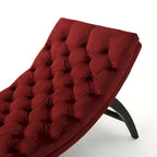Tufted Velvet Chaise Lounge, Single Seat, Dark Brown Legs