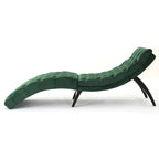 Tufted Velvet Chaise Lounge, Single Seat, Dark Brown Legs