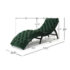 Tufted Velvet Chaise Lounge, Single Seat, Dark Brown Legs