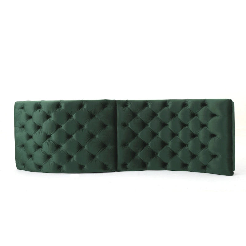 Tufted Velvet Chaise Lounge, Single Seat, Dark Brown Legs