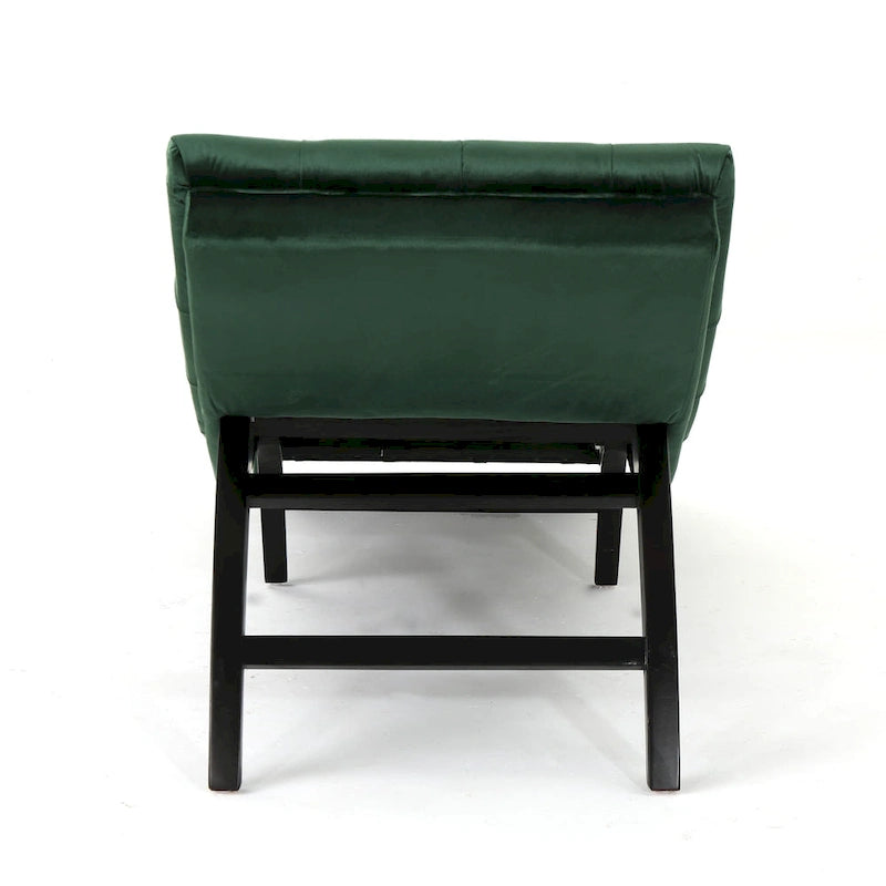 Tufted Velvet Chaise Lounge, Single Seat, Dark Brown Legs