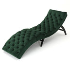 Tufted Velvet Chaise Lounge, Single Seat, Dark Brown Legs