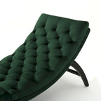 Tufted Velvet Chaise Lounge, Single Seat, Dark Brown Legs