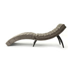 Tufted Velvet Chaise Lounge, Single Seat, Dark Brown Legs