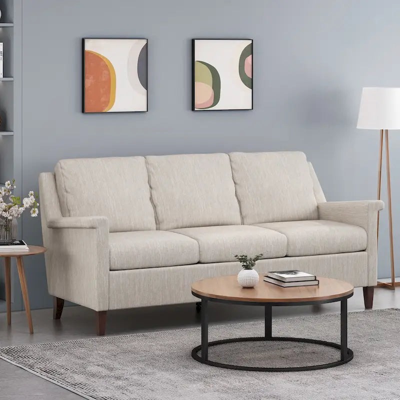 3-Seat Sofa, Beige / Espresso / Light Blush, Modern Style, Seats 3