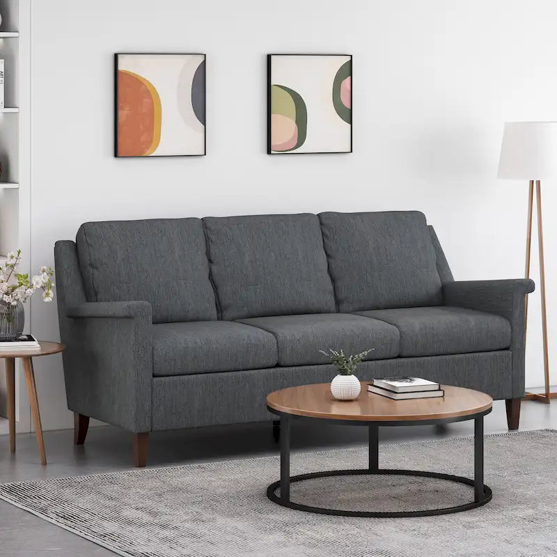 Sofá de 3 plazas, beige / espresso / rosa claro, estilo moderno, 3 asientos
