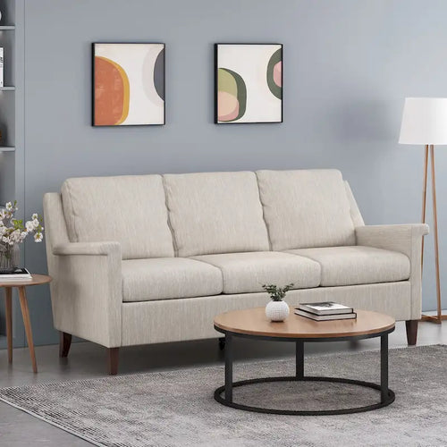 3-Seat Sofa, Beige / Espresso / Light Blush, Modern Style, Seats 3