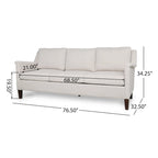 3-Seat Sofa, Beige / Espresso / Light Blush, Modern Style, Seats 3