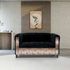 Mid-Century Modern Upholstered Loveseat, 2-Seater, Solid Wood Frame