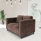 Mid-Century Modern Upholstered Loveseat, 2-Seater, Solid Wood Frame