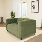 Mid-Century Modern Upholstered Loveseat, 2-Seater, Solid Wood Frame