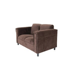 Mid-Century Modern Upholstered Loveseat, 2-Seater, Solid Wood Frame