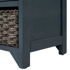 Storage Bench with Cushion, 2 Drawers & Basket – Espresso / Oak / White / Blue, 1-Seater