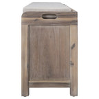 Storage Bench with Cushion, 2 Drawers & Basket – Espresso / Oak / White / Blue, 1-Seater